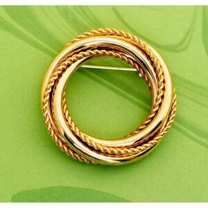 Vintage Fierce Spiral Intricate Ring Gold Tone Brooch - W16